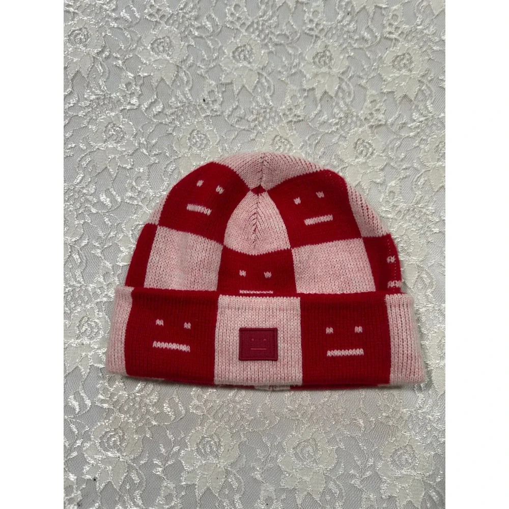 Acne Studios Kids Checkered Wool Beanie Hat 4-6 Gorpcore Streetwear Luxury